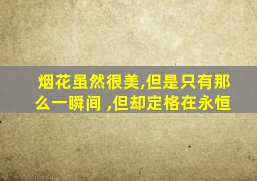 烟花虽然很美,但是只有那么一瞬间 ,但却定格在永恒